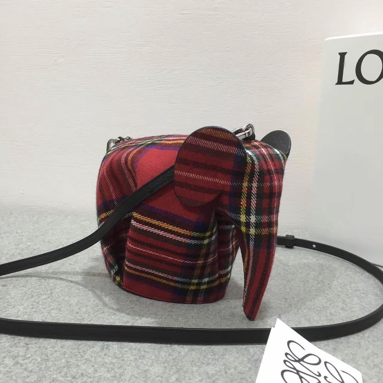 loewe羅意威 Elephant Tartan Mini Bag Red Tartan