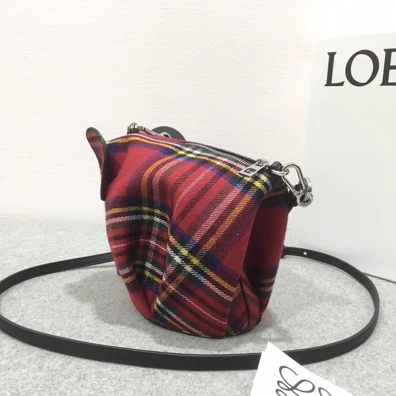 loewe羅意威 Elephant Tartan Mini Bag Red Tartan