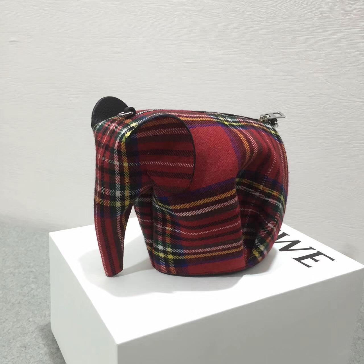 loewe羅意威 Elephant Tartan Mini Bag Red Tartan