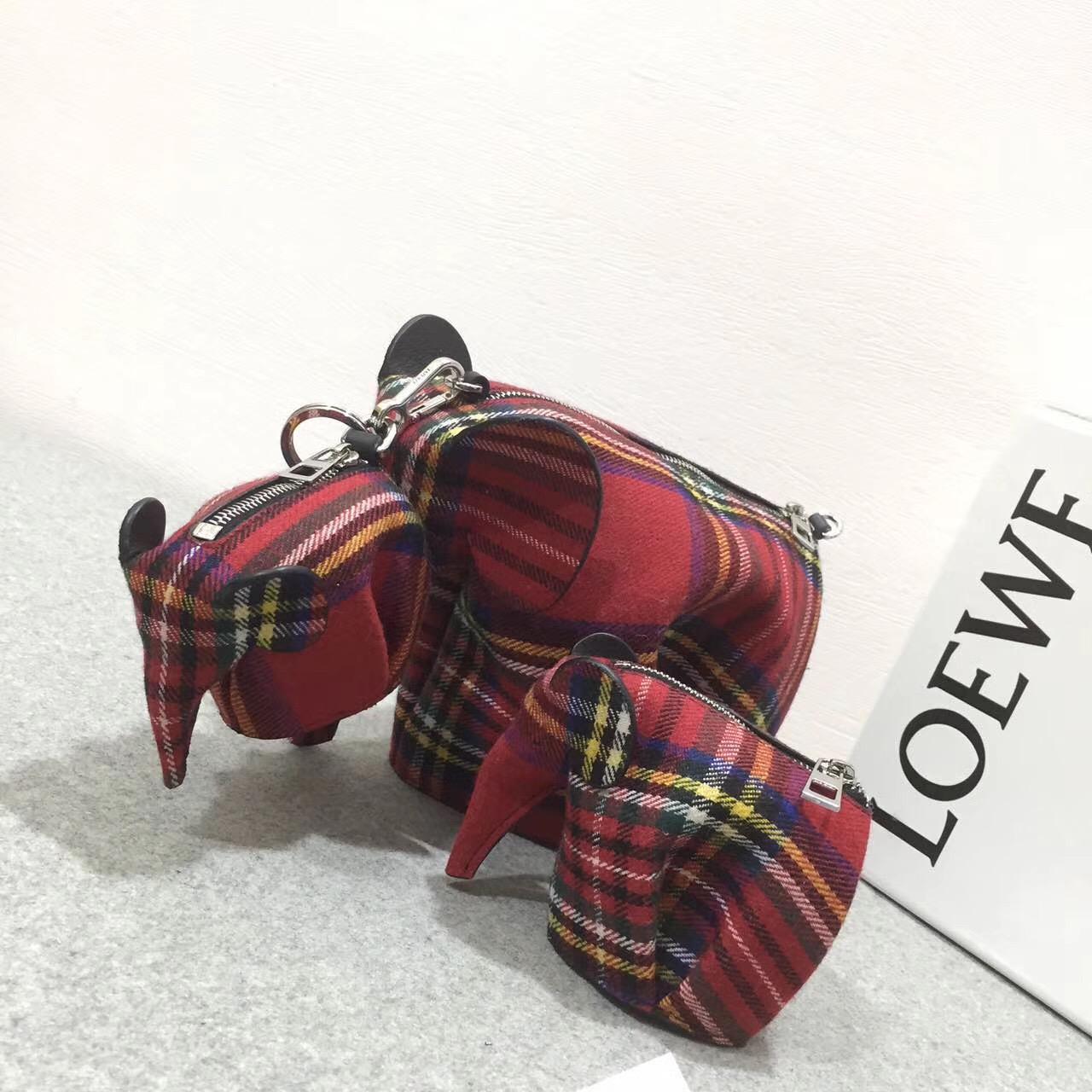 loewe羅意威 Elephant Tartan Mini Bag Red Tartan