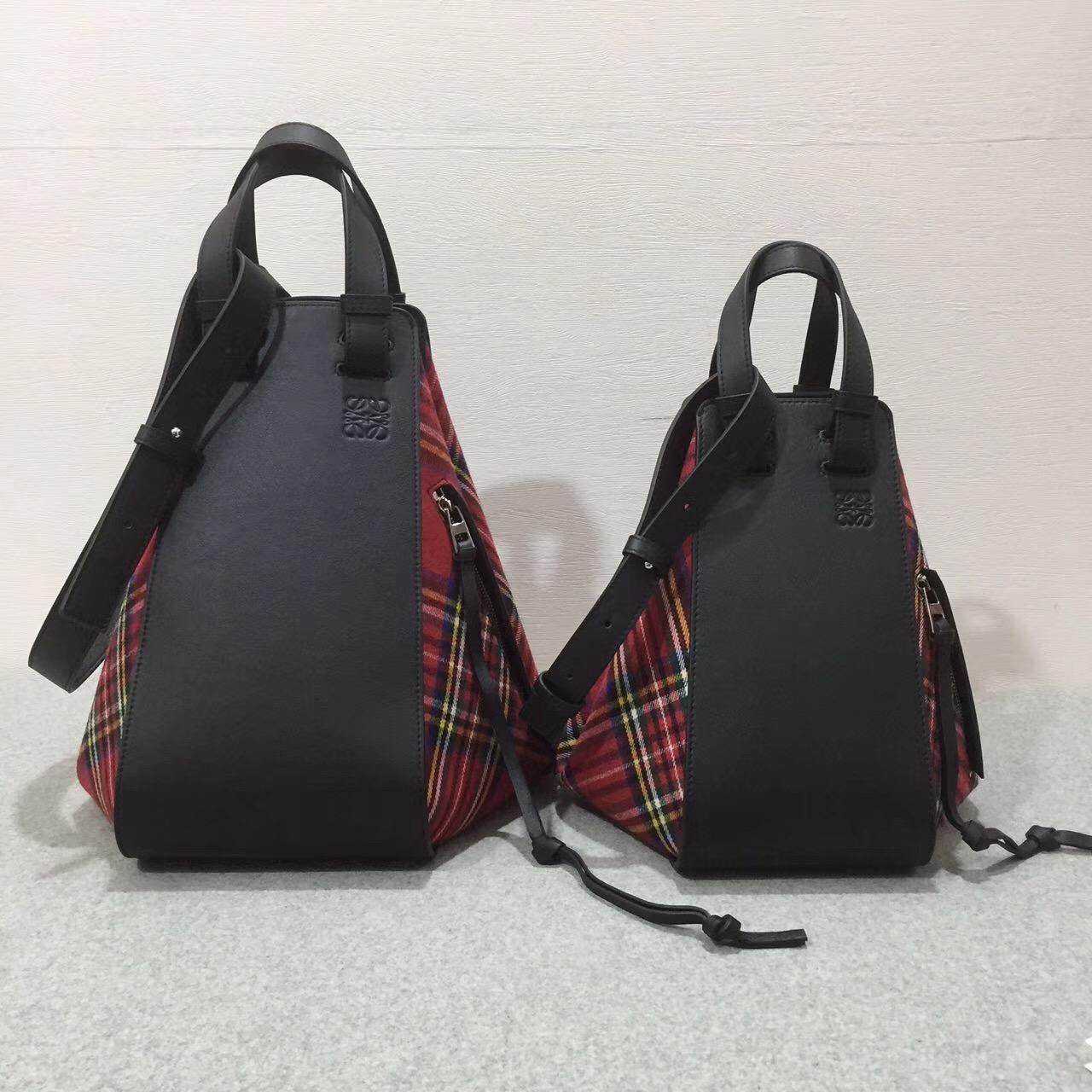 loewe Hammock Tartan Small Bag Black/Red Tartan