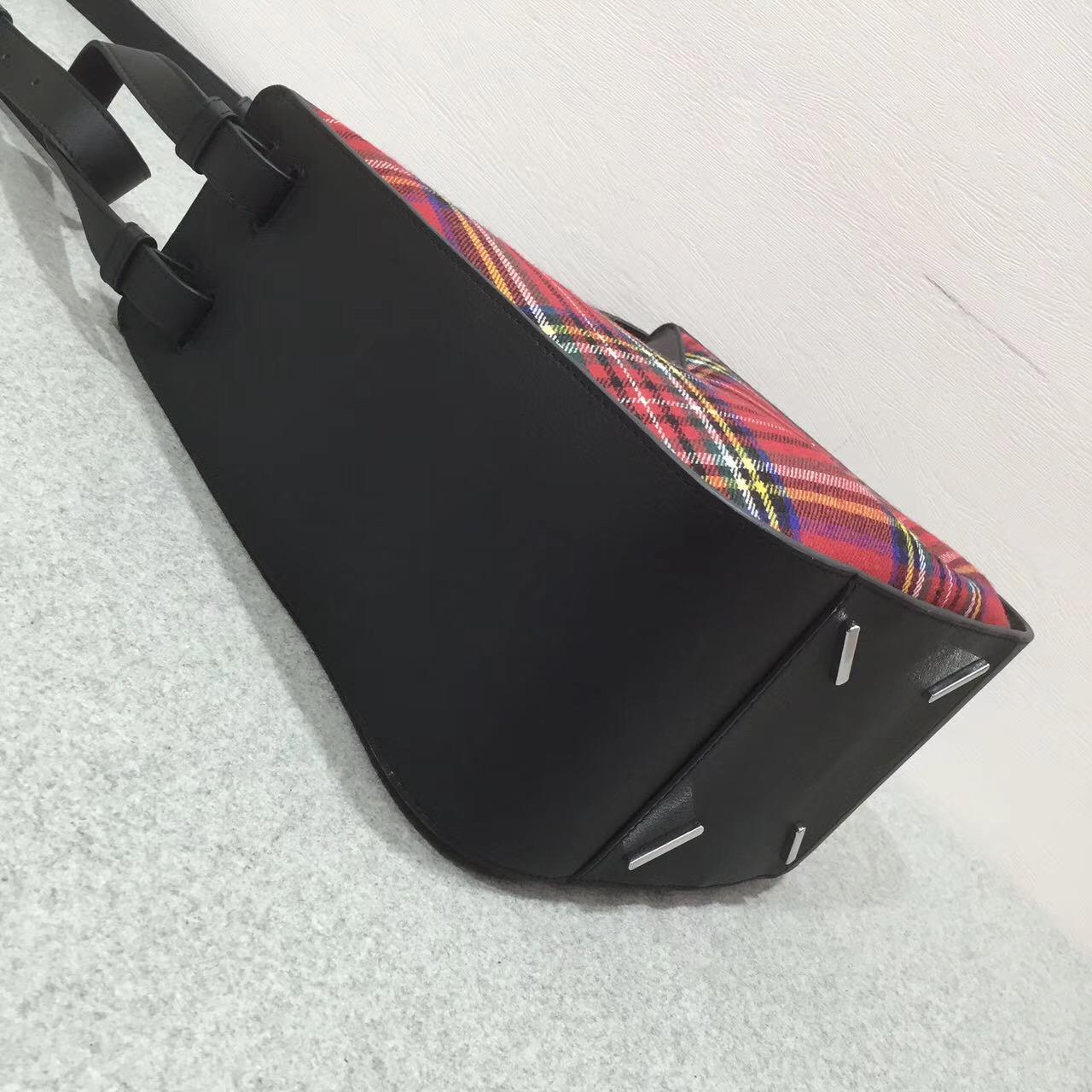 loewe Hammock Tartan Bag Black/Red Tartan