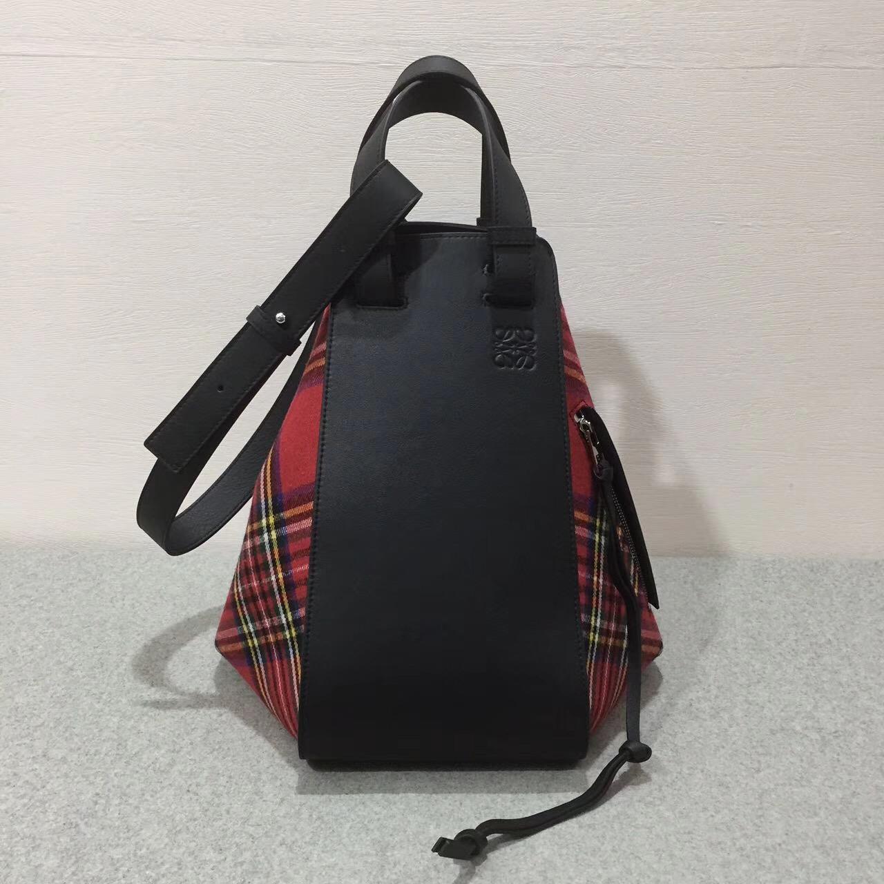 loewe Hammock Tartan Small Bag Black/Red Tartan