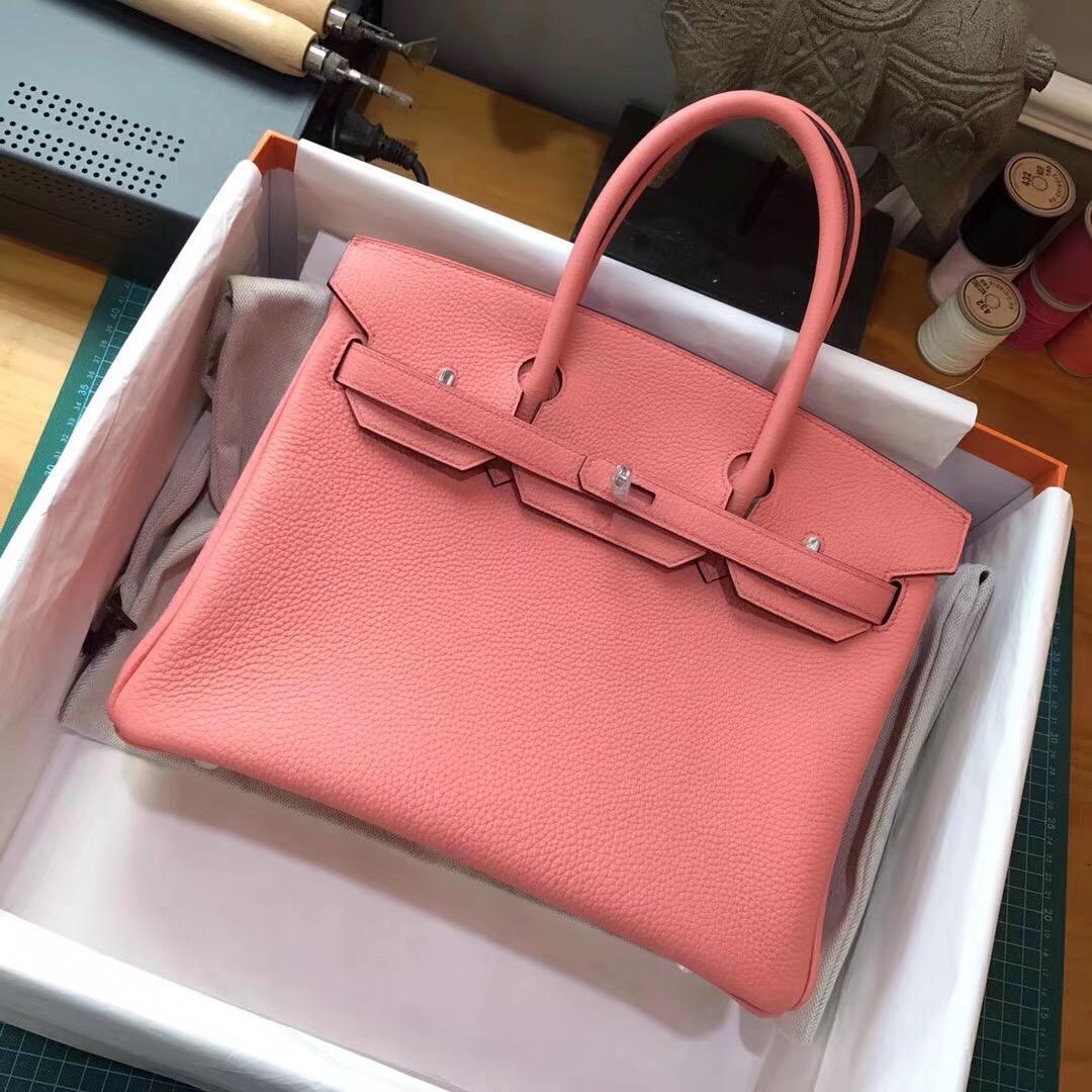 奢侈品包包最出名包袋 鉑金包Birkin 30cm togo L5龍蝦粉 Crevette