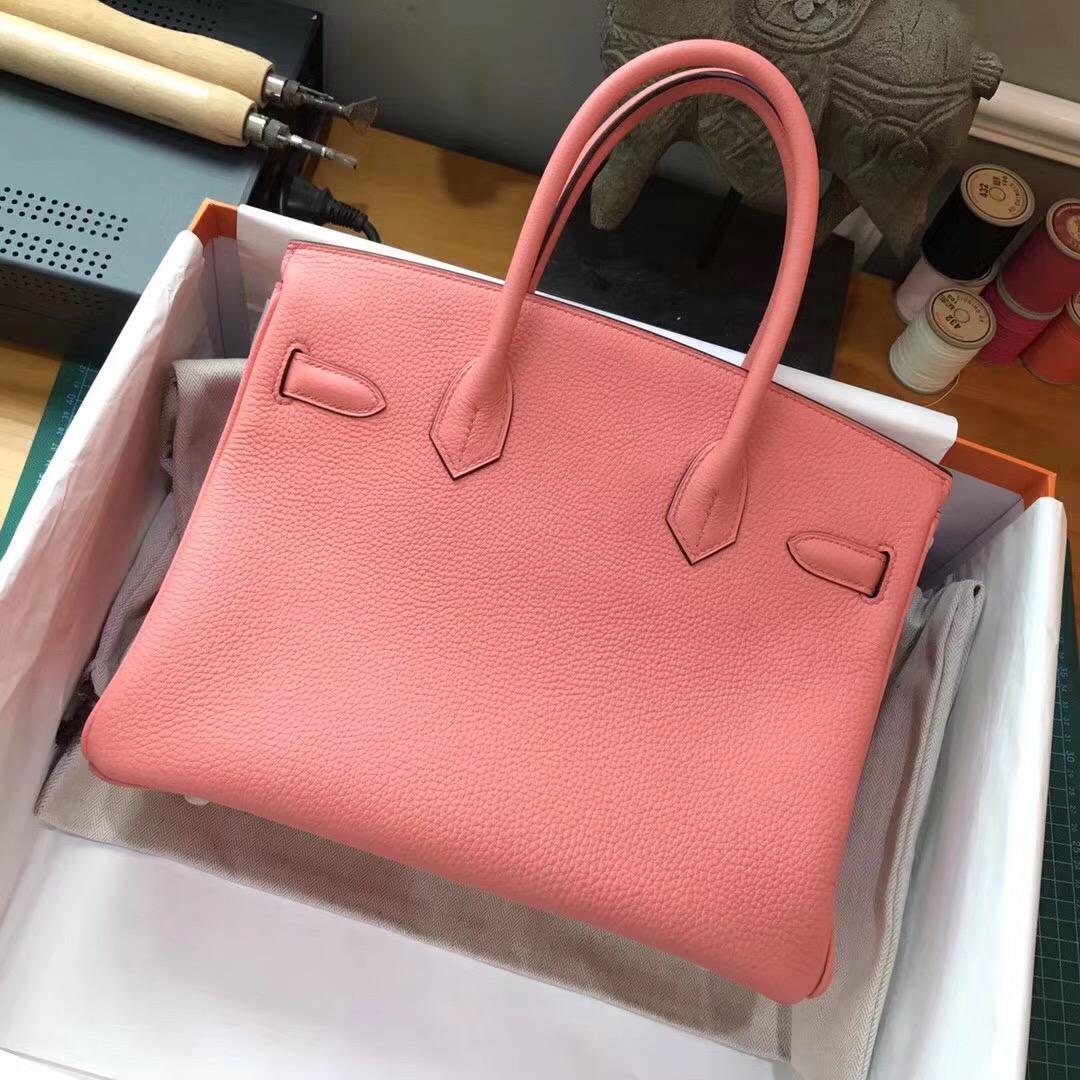 奢侈品包包最出名包袋 鉑金包Birkin 30cm togo L5龍蝦粉 Crevette