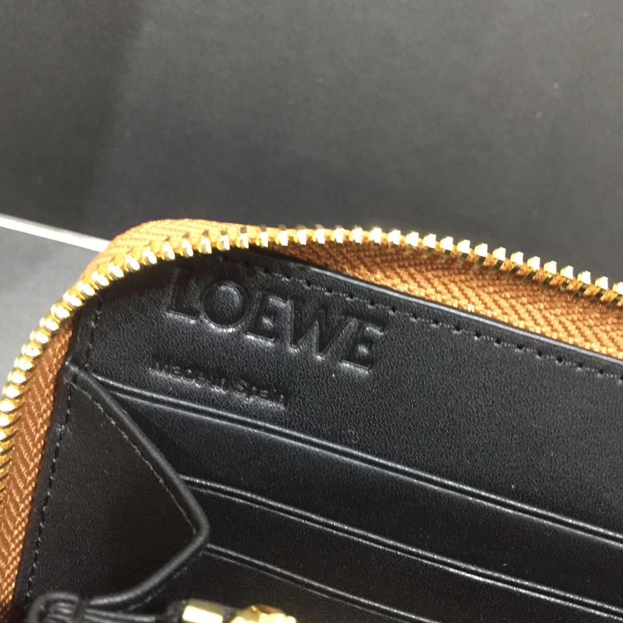 羅意威包包LOEWE Zip Around Wallet Circles Black/Tan/Chocolate Brown長款式拉鏈錢包