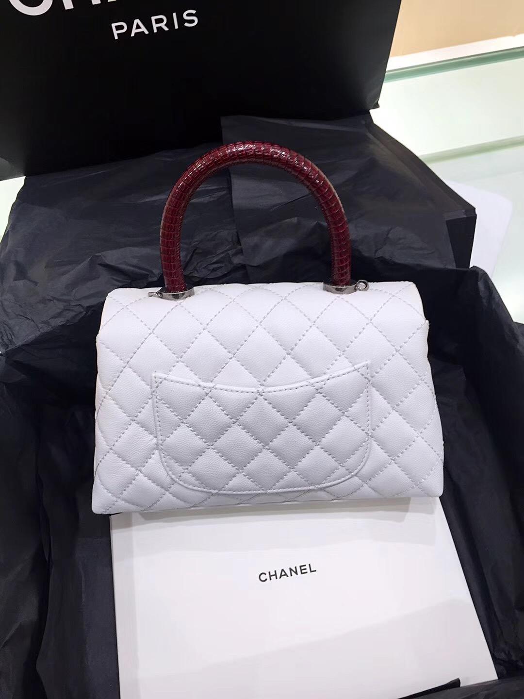 小香復古手提包coco handle bag 小號23cm 小牛皮白色手袋