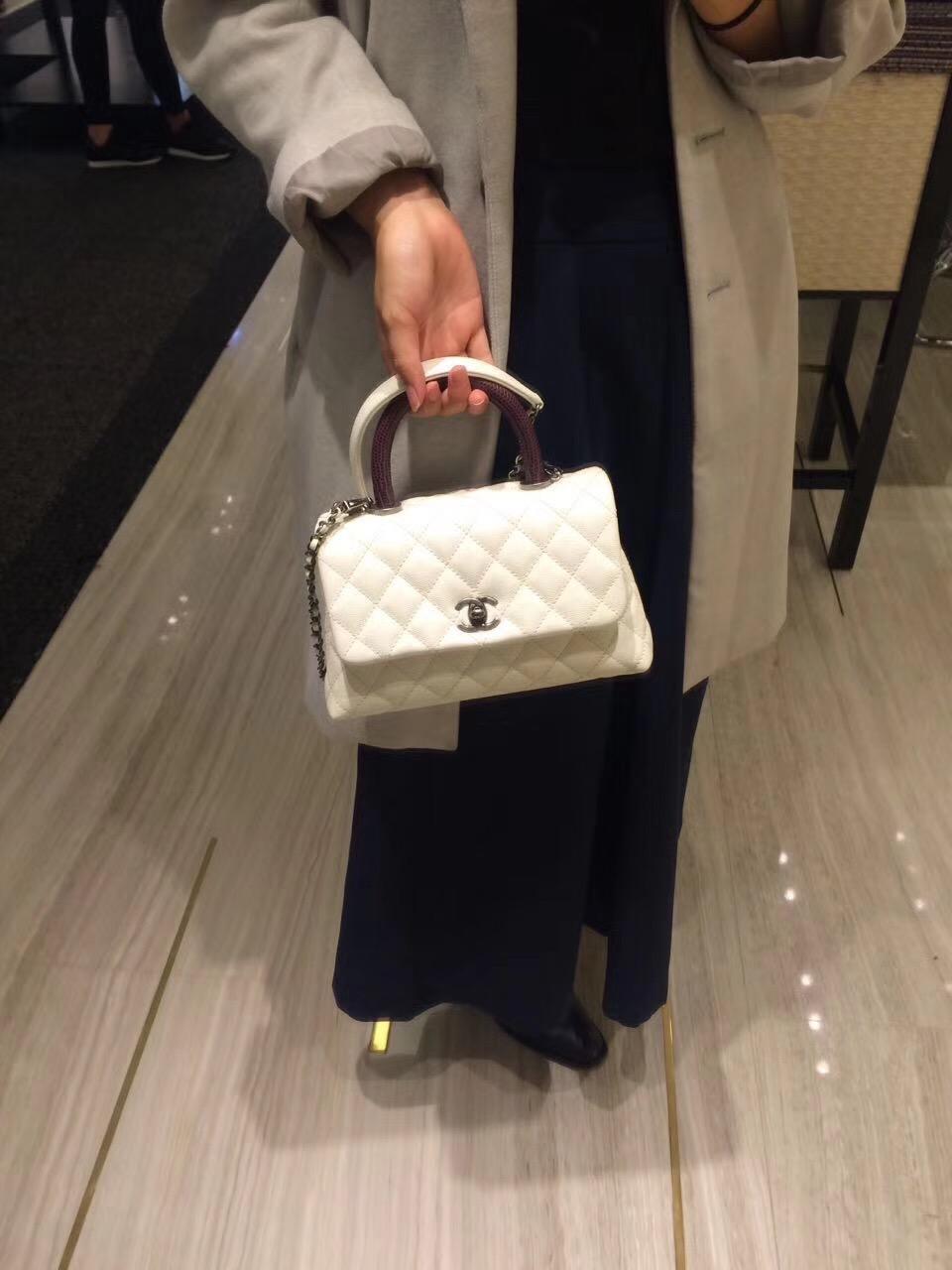 小香復古手提包coco handle bag 小號23cm 小牛皮白色手袋