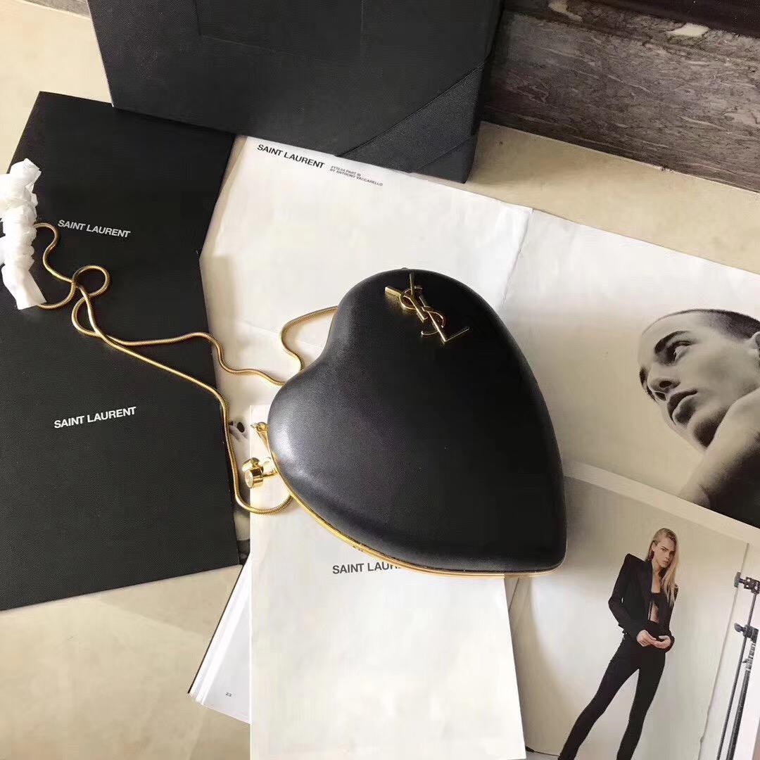 聖羅蘭YSL SAINT LAURENT 黑色真皮心形手袋 真皮LOVE箱形袋