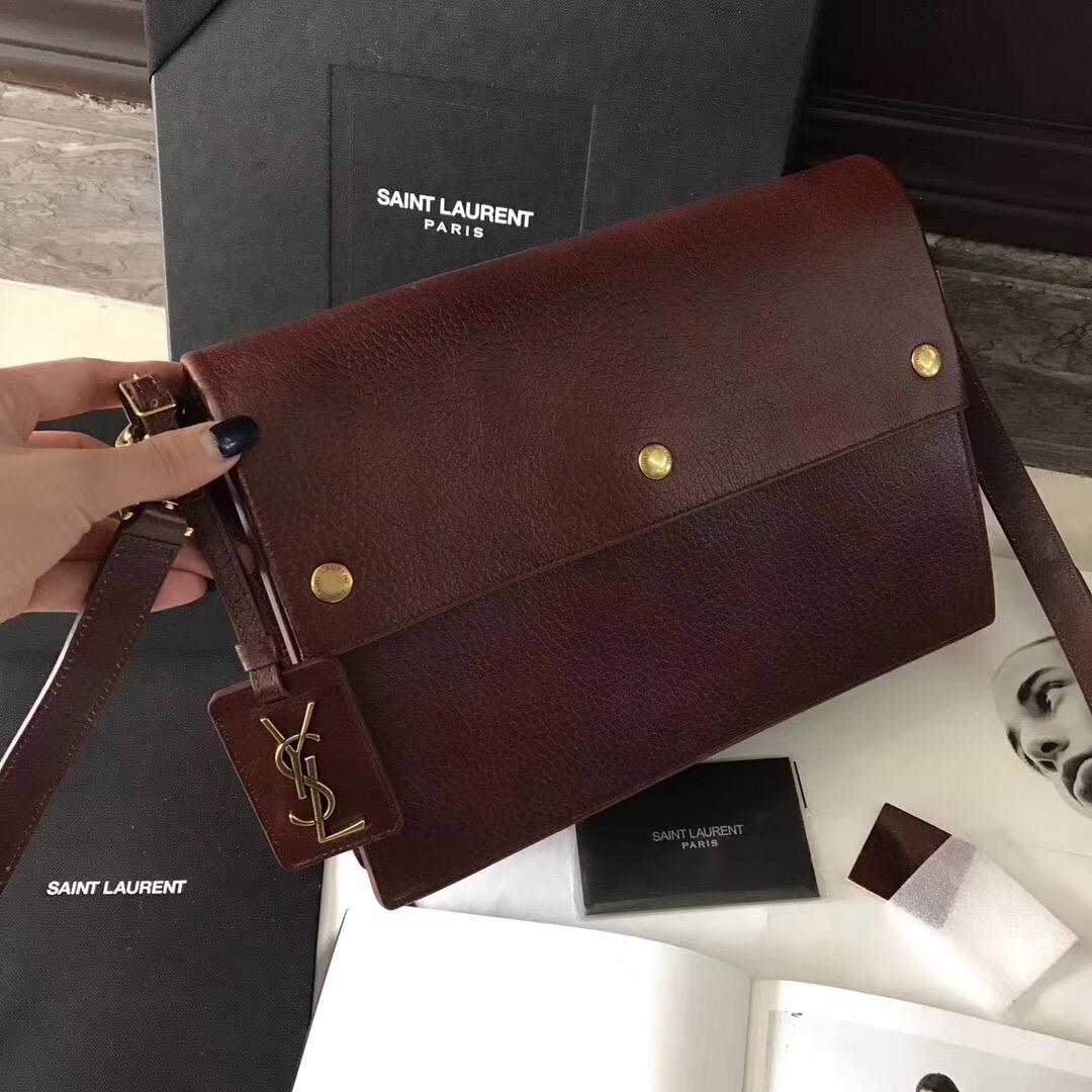 YSL NOE SAINT LAURENT crossbody bag in cognac shiny leather駱駝色