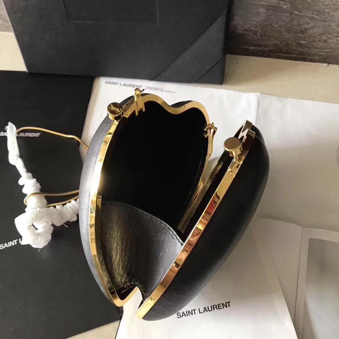 聖羅蘭YSL SAINT LAURENT 黑色真皮心形手袋 真皮LOVE箱形袋