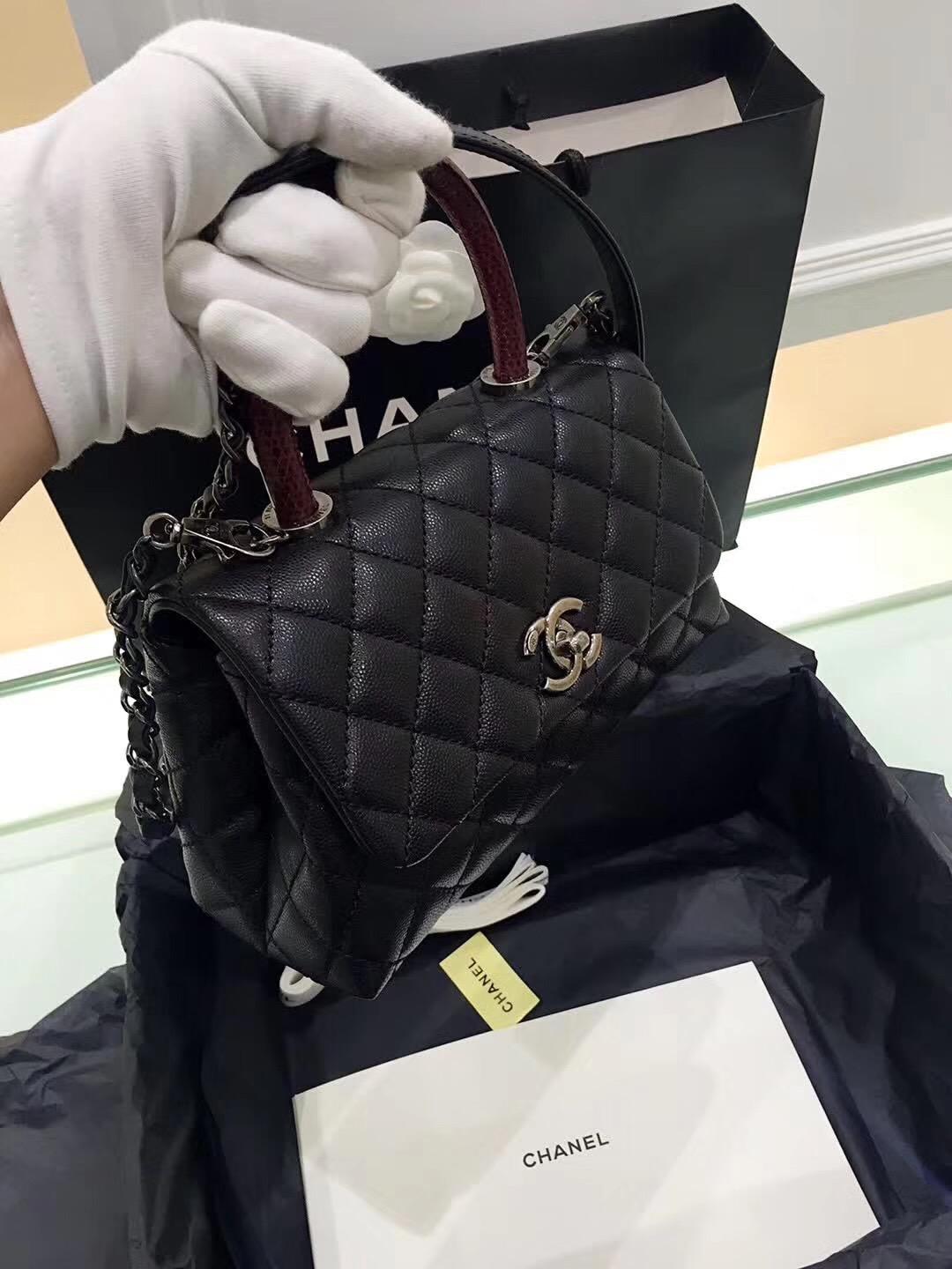 小香復古手提包coco handle bag 小號23cm 小牛皮 黑色手袋