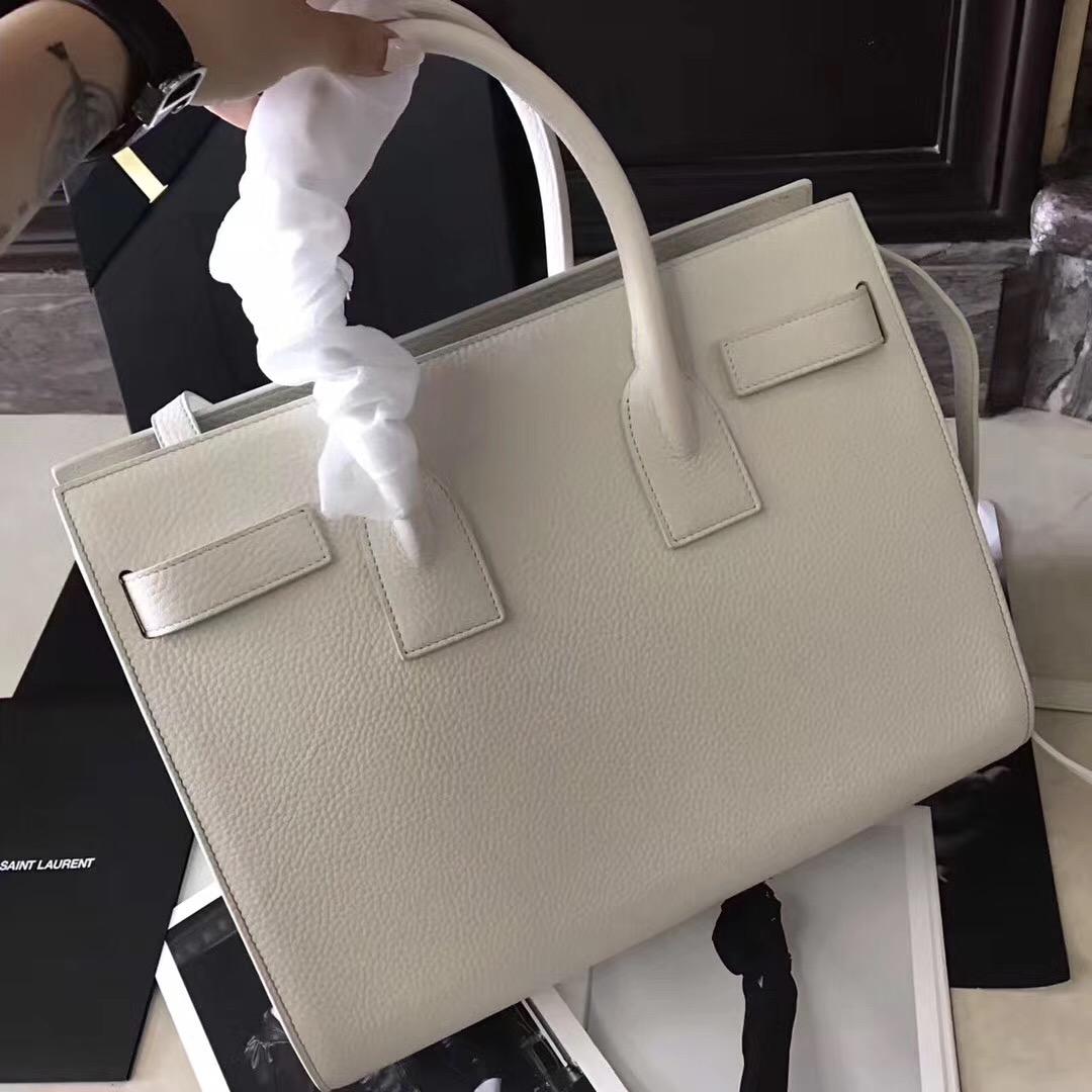 YSL風琴包26cm SAC DE JOUR 白色荔枝紋真皮手袋