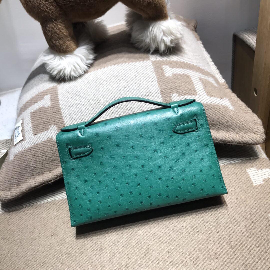 愛馬仕凱莉包 Hermes Mini kelly u4 絲絨綠 vert vertigo 金扣金屬