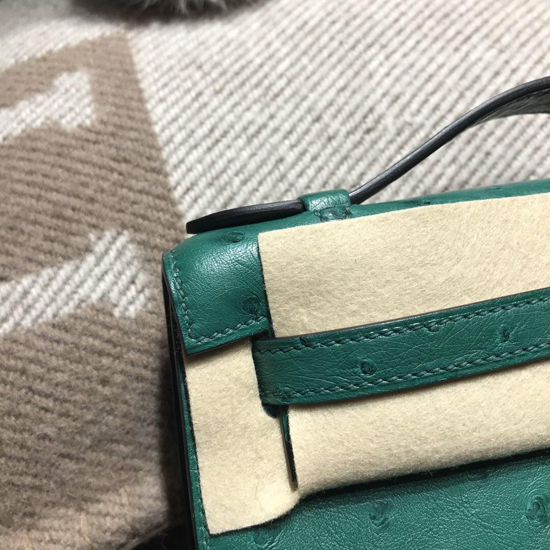 愛馬仕凱莉包 Hermes Mini kelly u4 絲絨綠 vert vertigo 金扣金屬