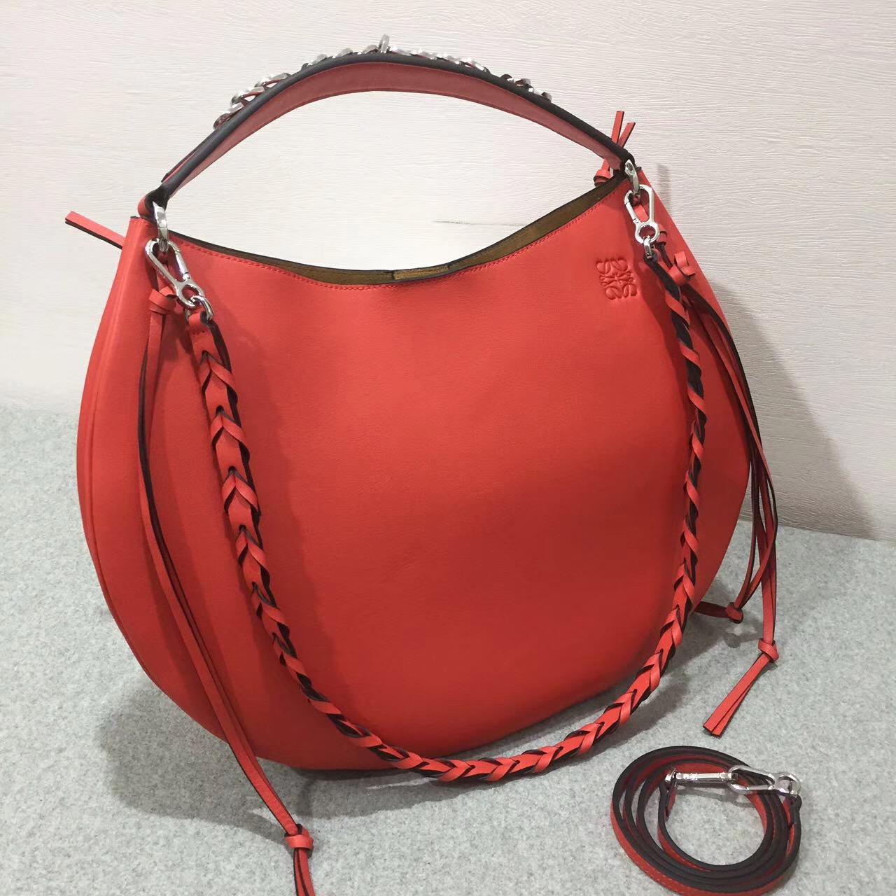 羅意威 Loewe Fortune hobo bag 系列限量版半月包红色 小牛皮 內襯鹿皮