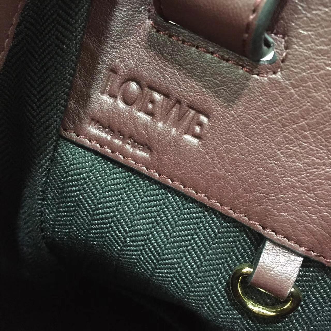 羅意威loewe Hammock Bag 最新拼色 大號進口牛皮酒红色