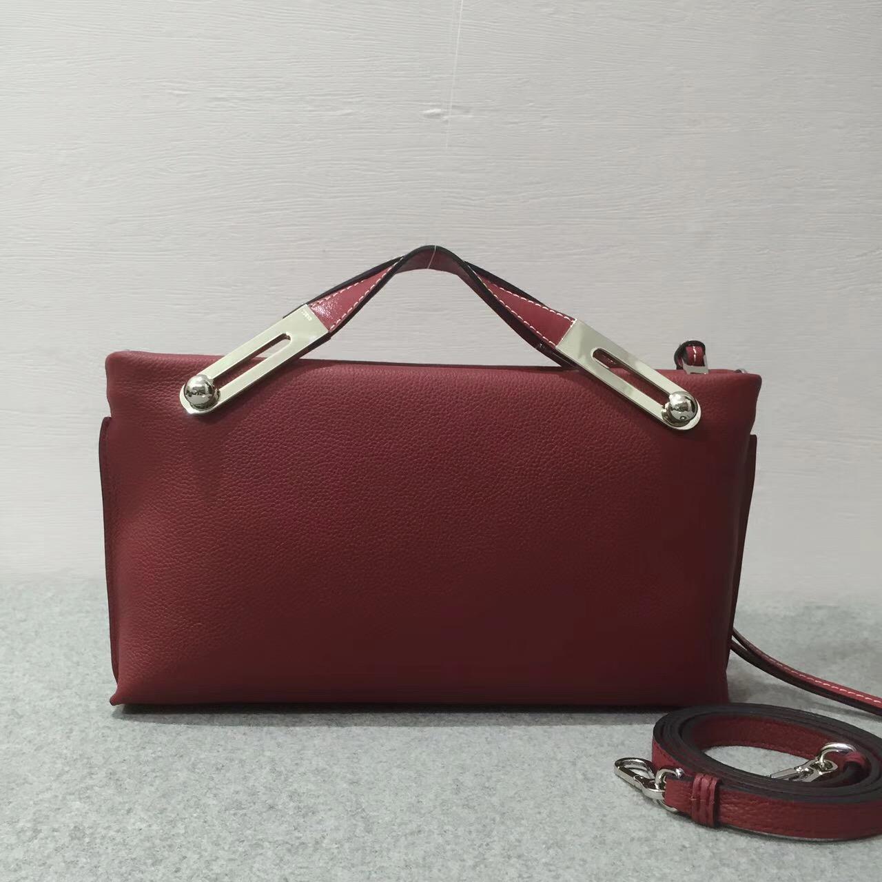 loewe羅意威Missy Small Bag 胭脂红軟顆粒小牛皮 黃金麂皮襯裏