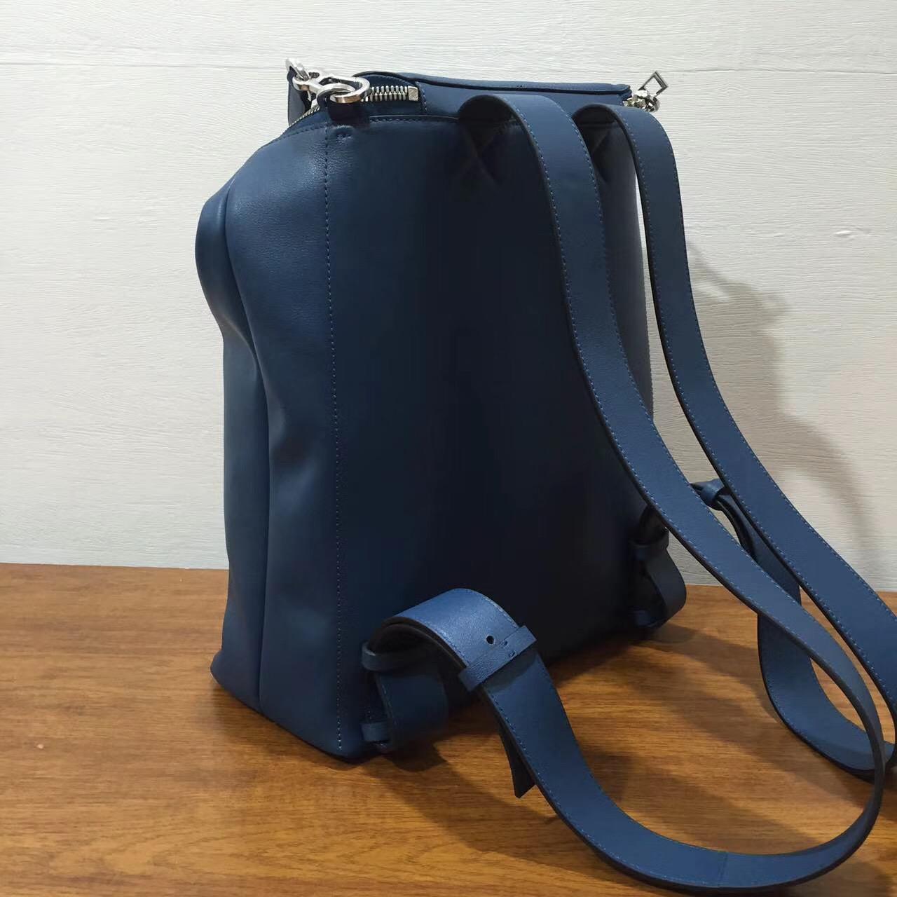 loewe羅意威Goya Backpack bag 蓝色 小牛皮 Goya男士双肩背包