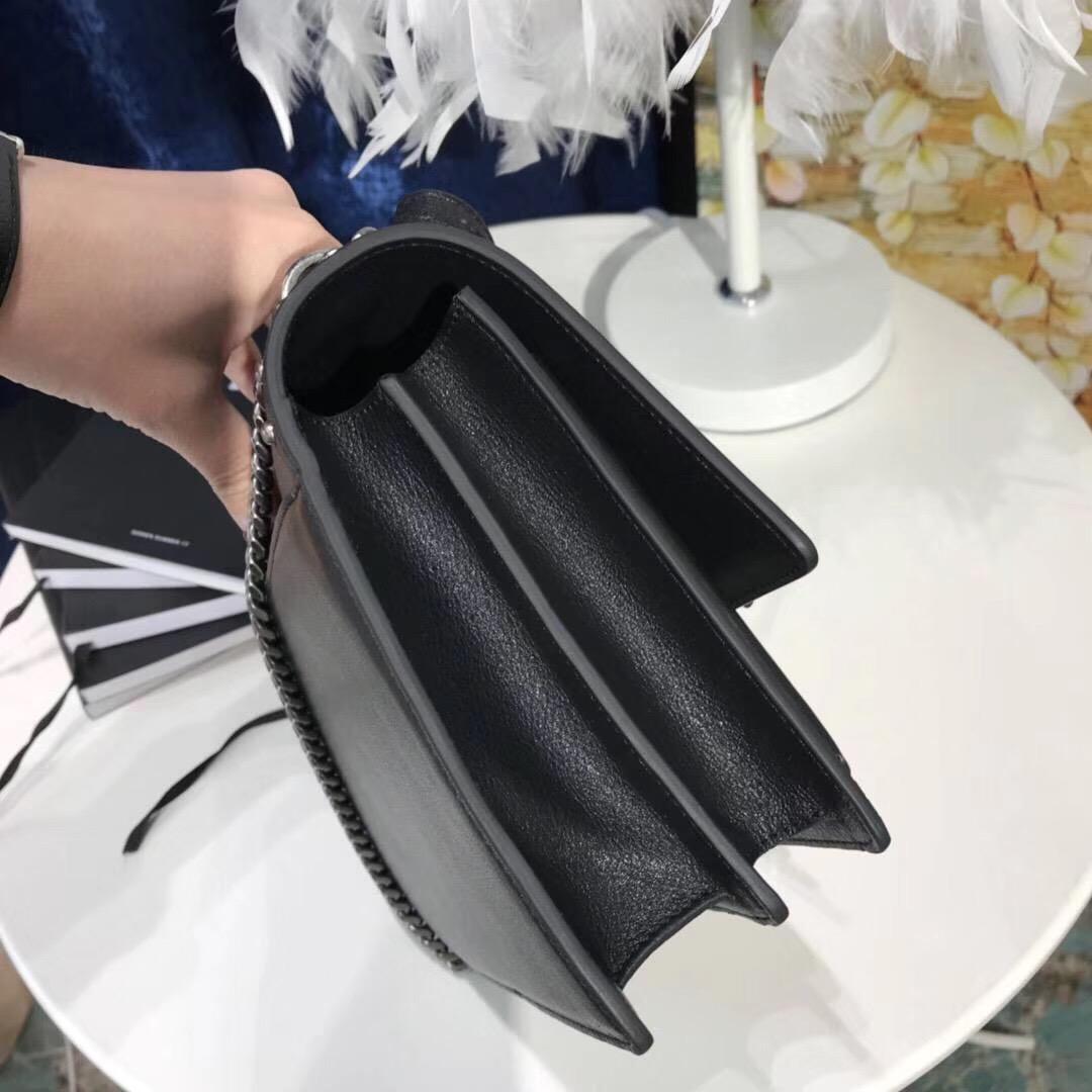 Saint Laurent 中號SUNSET MONOGRAM黑色真皮包 釘釘黑色心型