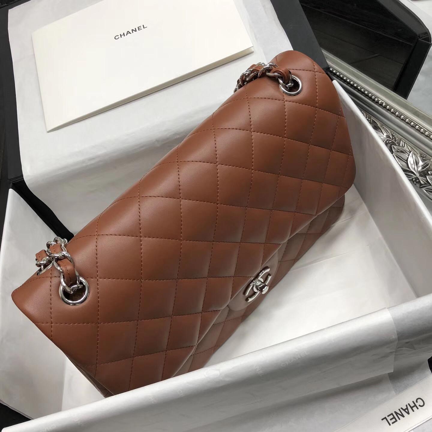 Chane. Classic Flap Bag A58600大號經典口蓋包 焦糖色小羊皮金色