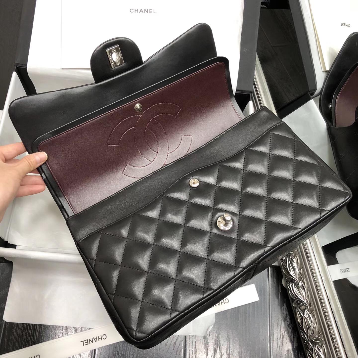 Chane. Classic Flap Bag A58600大號經典口蓋包 黑色小羊皮