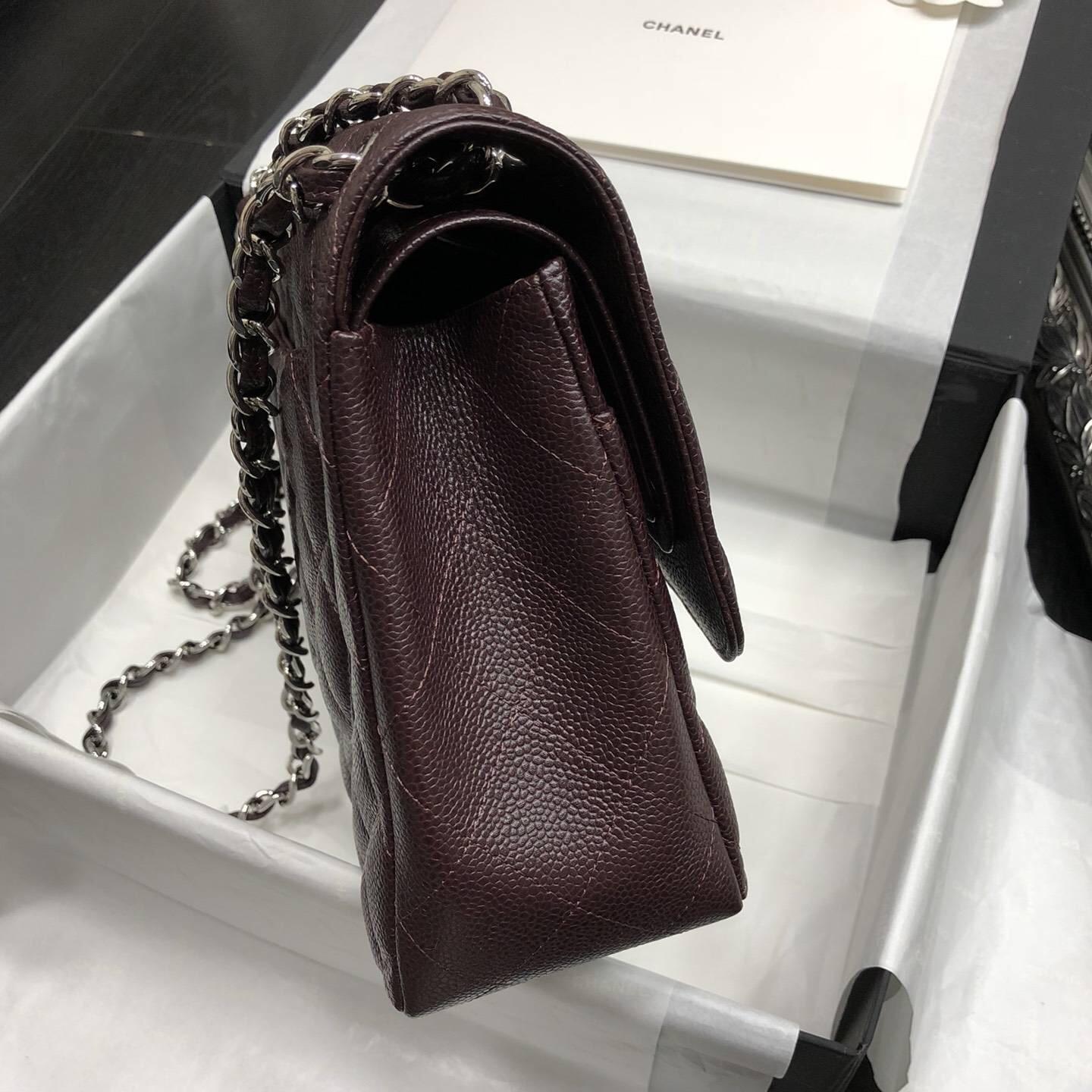 Chane.' Classic Flap Bag A58600大號口蓋包 深啡色顆粒小牛皮