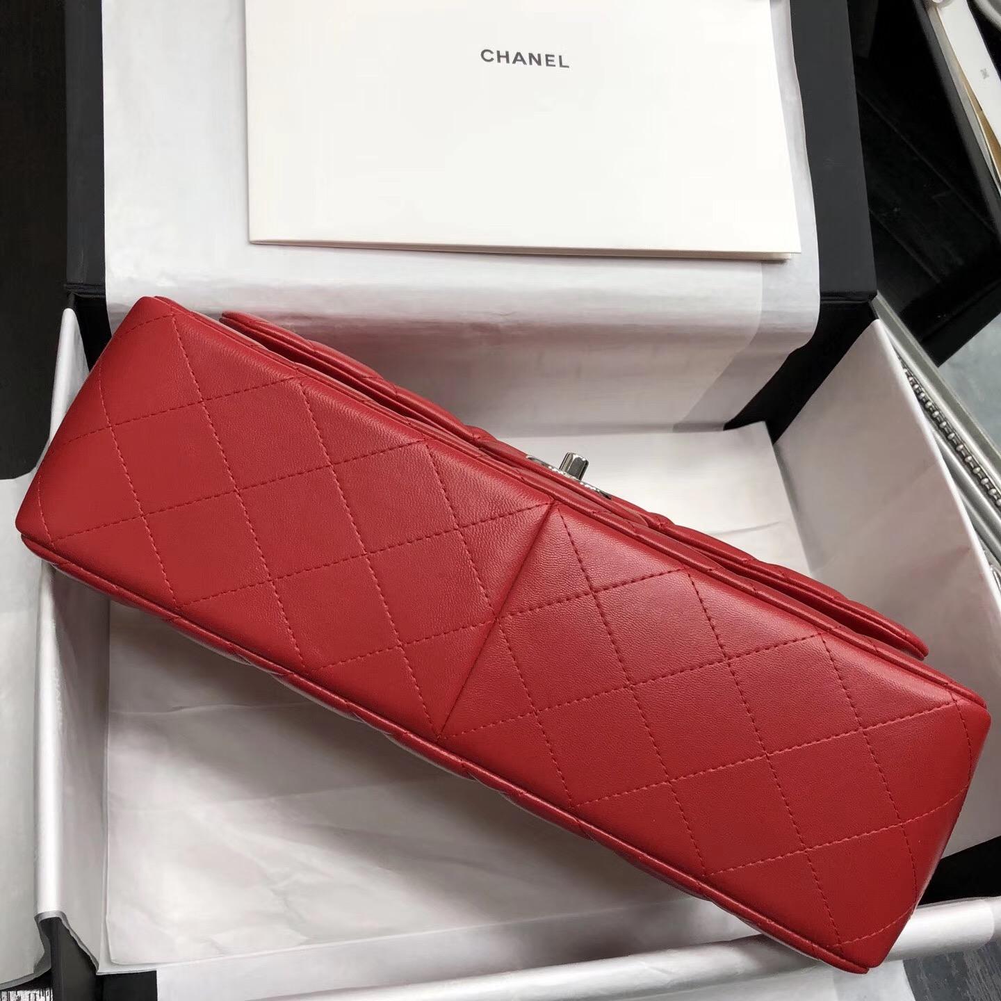 Chane. Classic Flap Bag A58600大號經典口蓋包 红色小羊皮金色