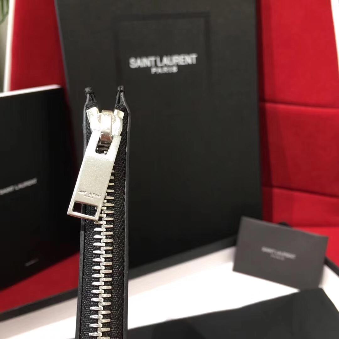 Saint Laurent 徽章拉鏈手包 鉆石卡包 鯊魚頭卡包兼零錢夾