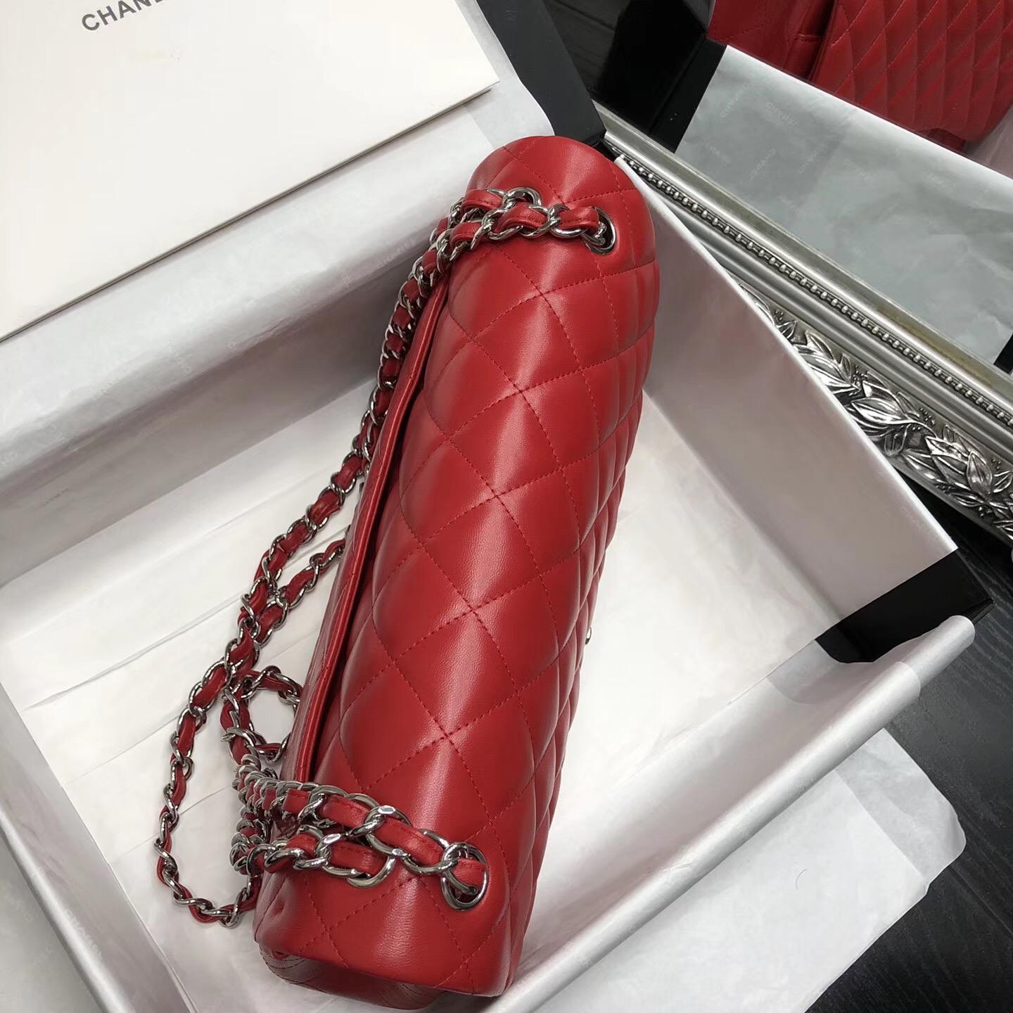 Chane. Classic Flap Bag A58600大號經典口蓋包 红色小羊皮金色