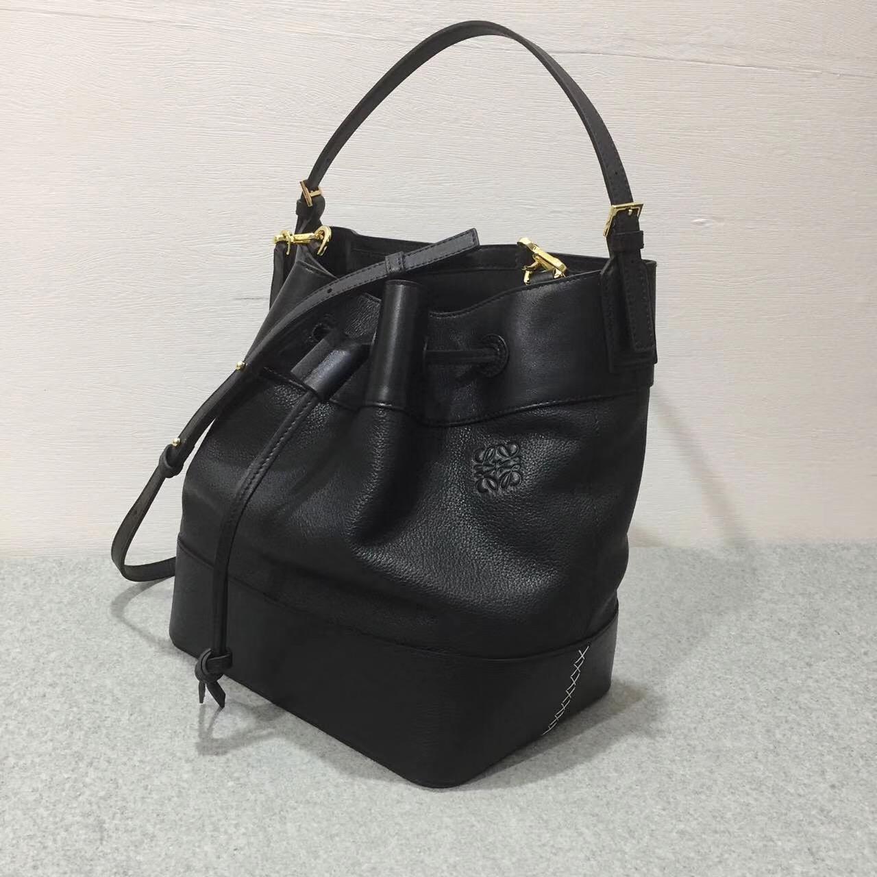 Loewe羅意威Midnight Bag 黑色 Midnight抽繩半收口水桶包手袋