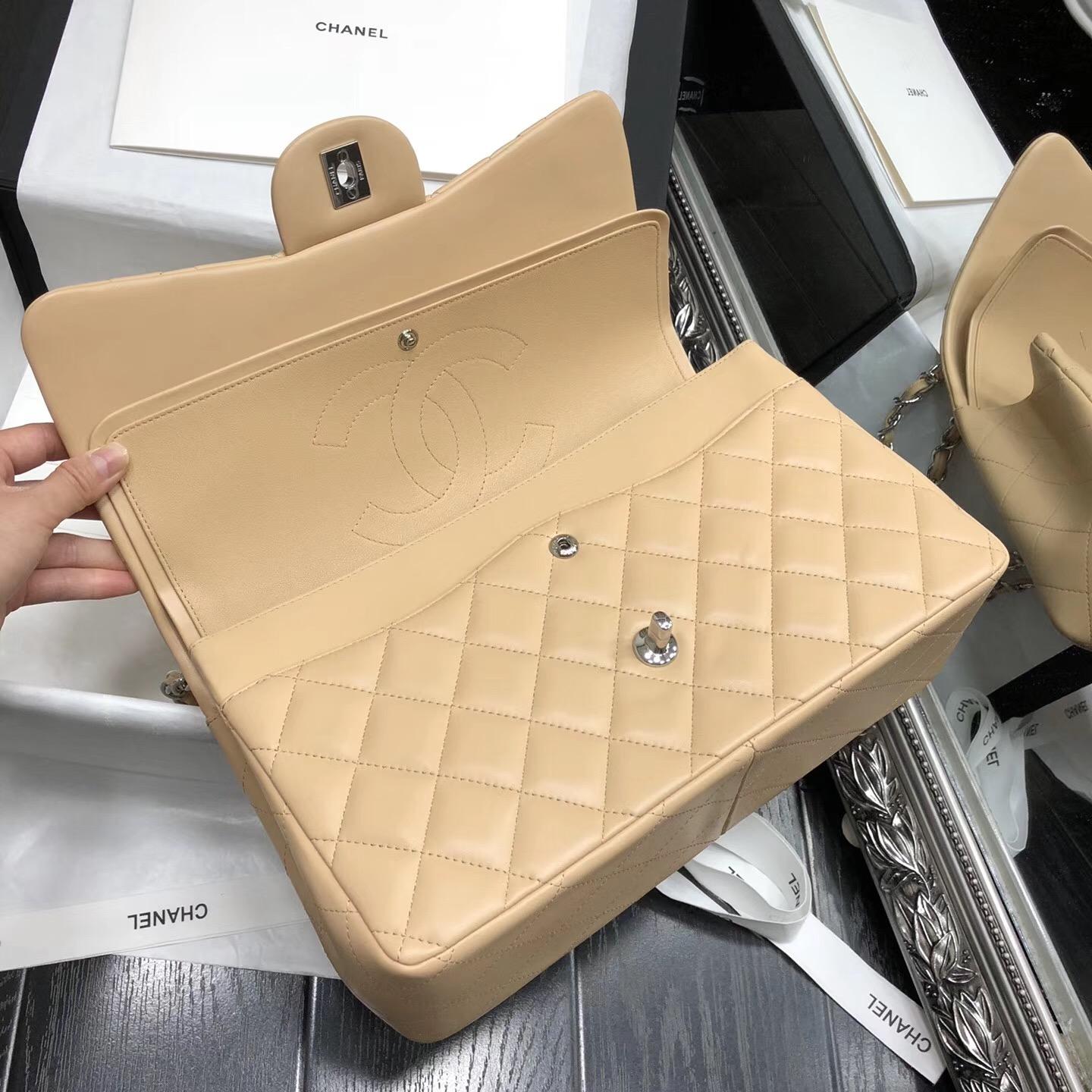 Chane. Classic Flap Bag A58600大號經典口蓋包 杏色小羊皮