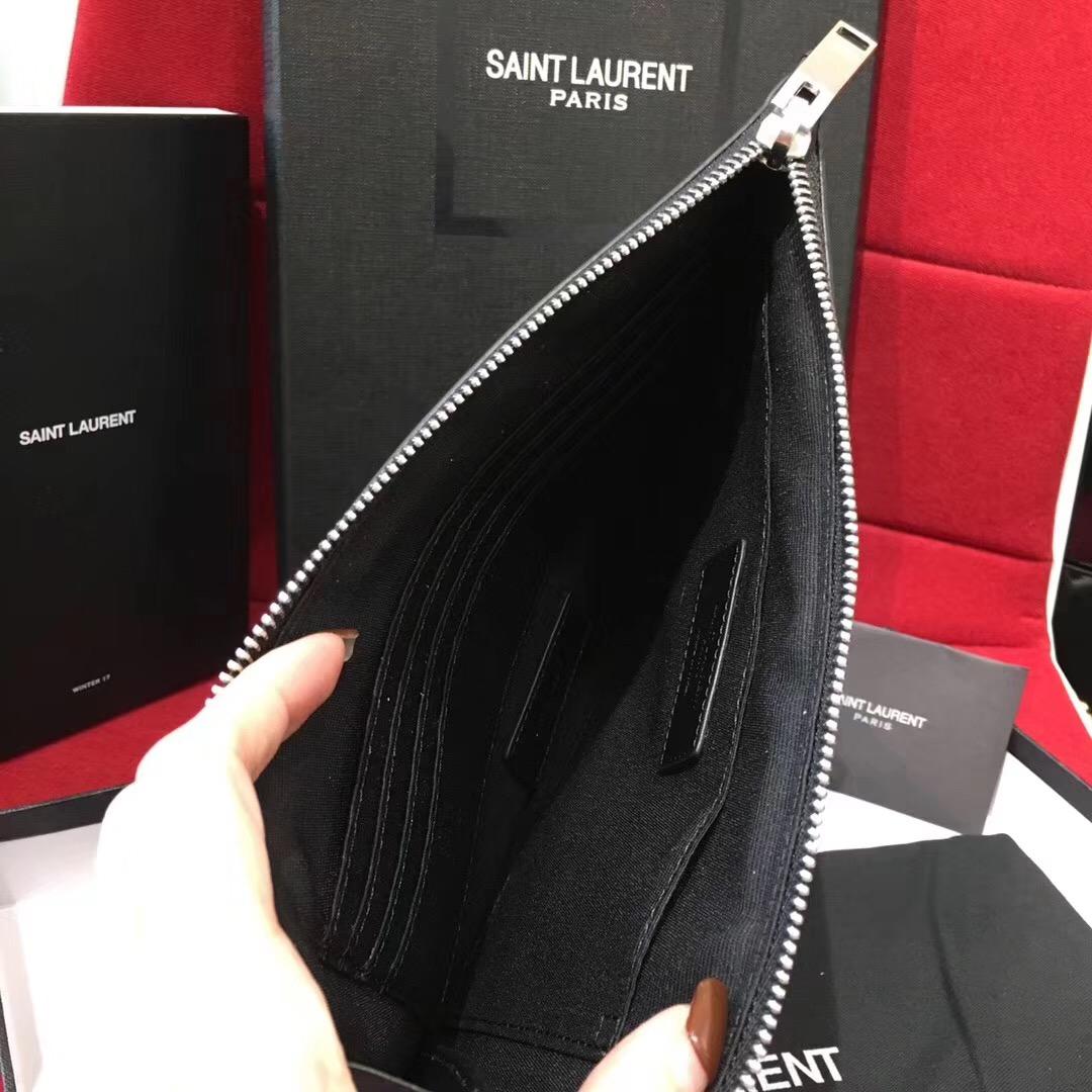 Saint Laurent 徽章拉鏈手包 鉆石卡包 鯊魚頭卡包兼零錢夾
