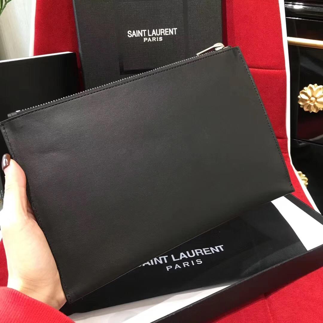 Saint Laurent 徽章拉鏈手包 鉆石卡包 鯊魚頭卡包兼零錢夾