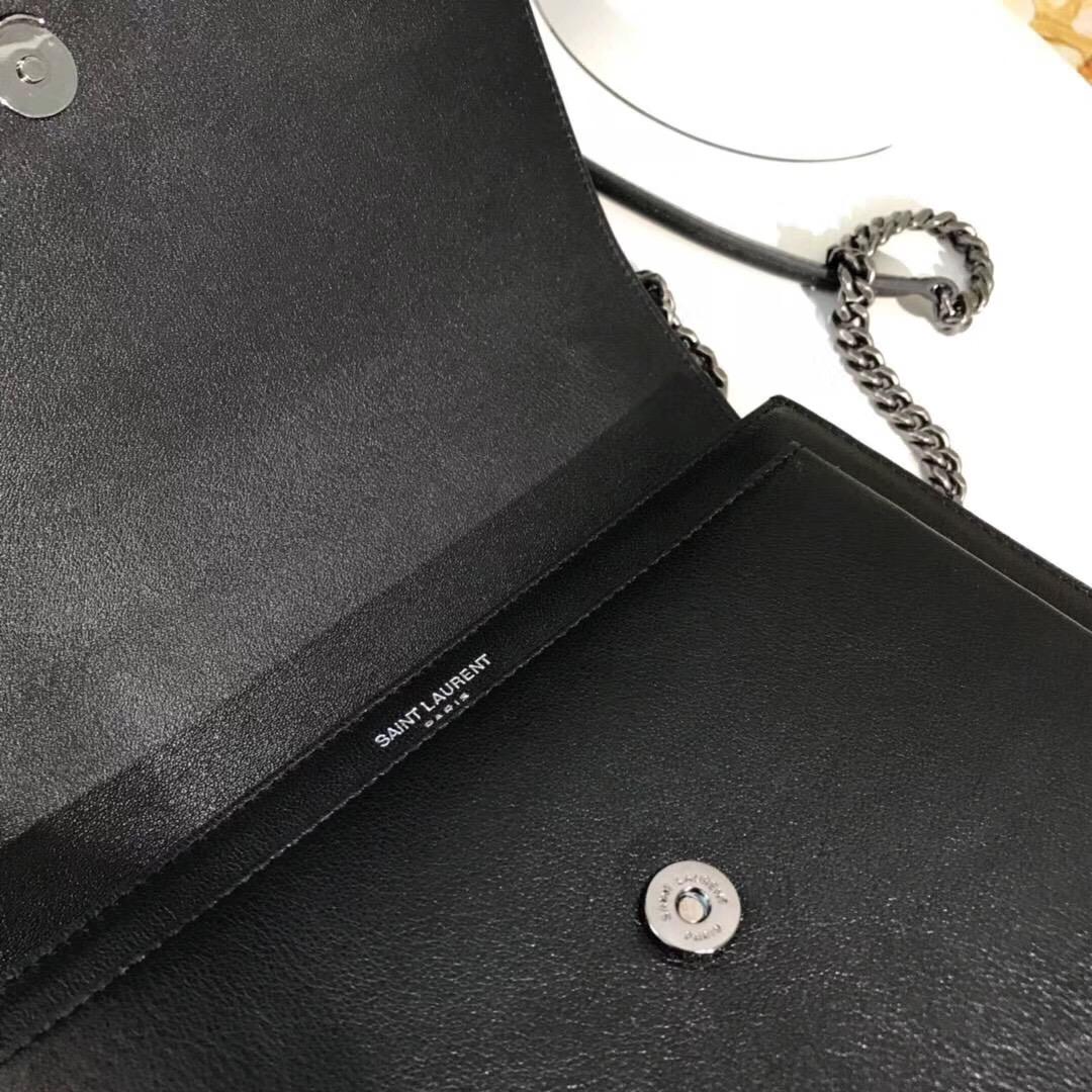 Saint Laurent 中號SUNSET MONOGRAM黑色真皮包 釘釘黑色心型