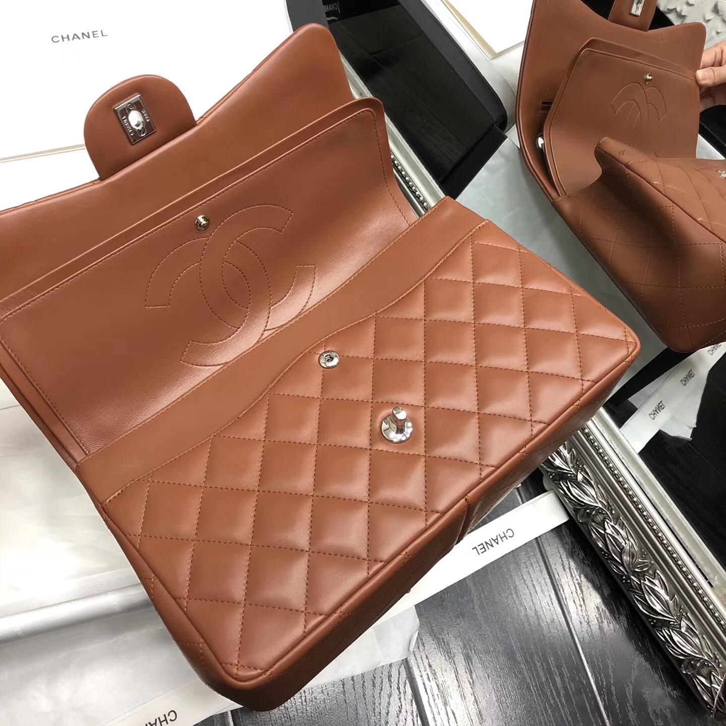 Chane. Classic Flap Bag A58600大號經典口蓋包 焦糖色小羊皮金色