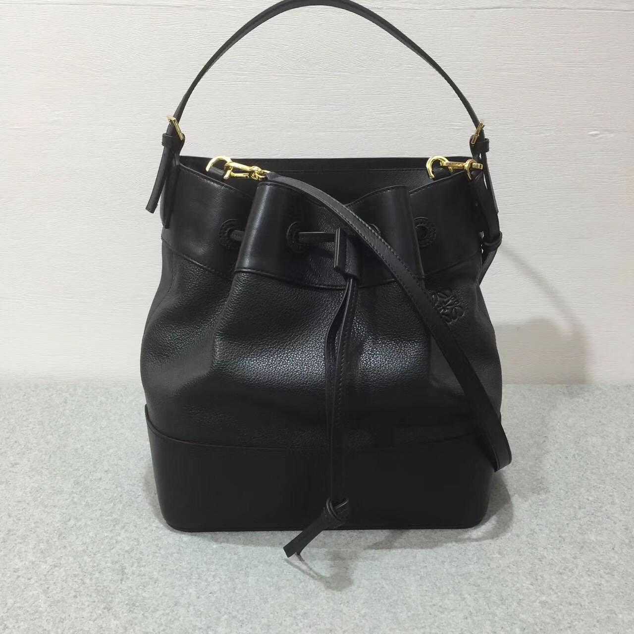 Loewe羅意威Midnight Bag 黑色 Midnight抽繩半收口水桶包手袋