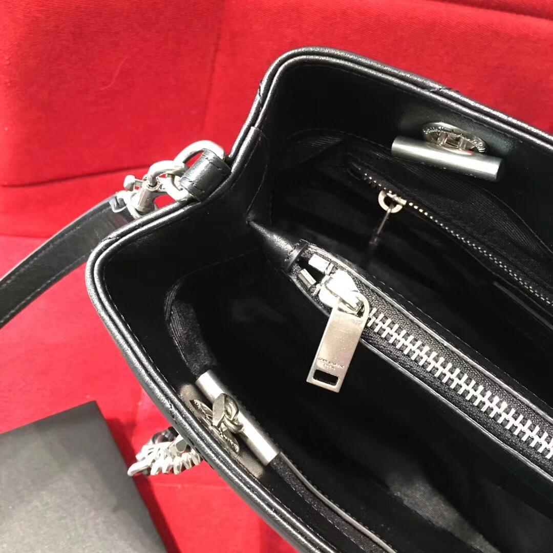 Saint Laurent 小號LOULOU MONOGRAM黑色Y形絎縫真皮購物袋 链条包