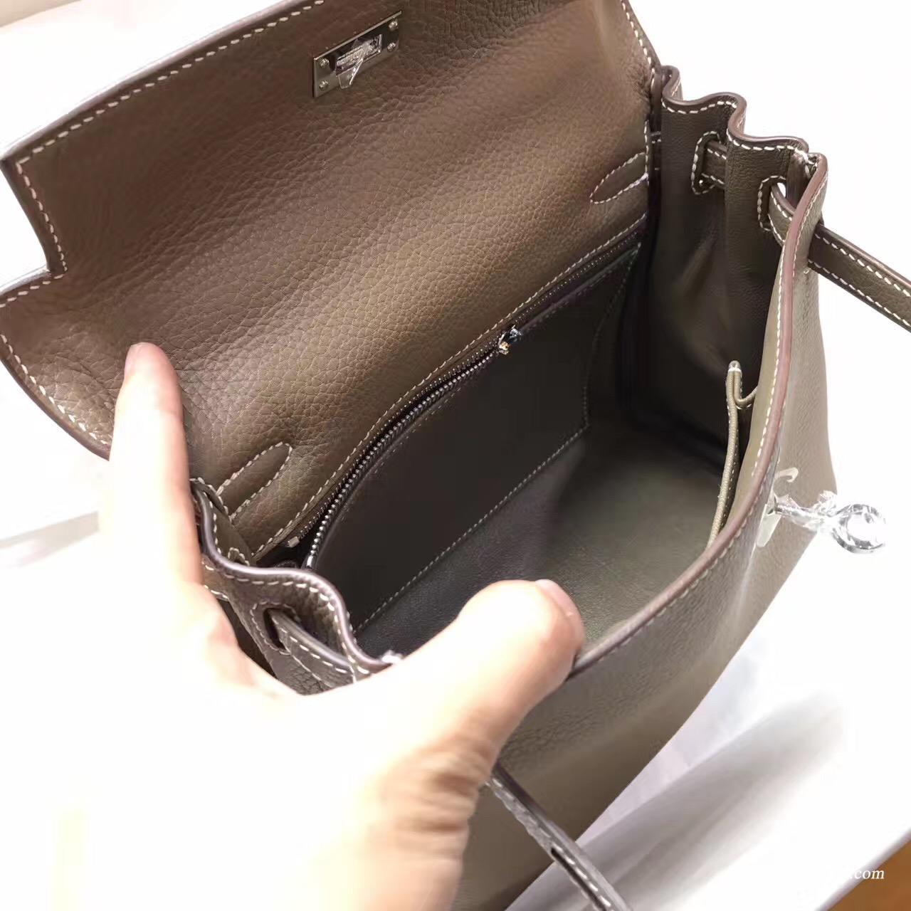 愛馬仕Hermes Kelly 25 togo CK18 Etoupe大象灰 國民灰色銀扣