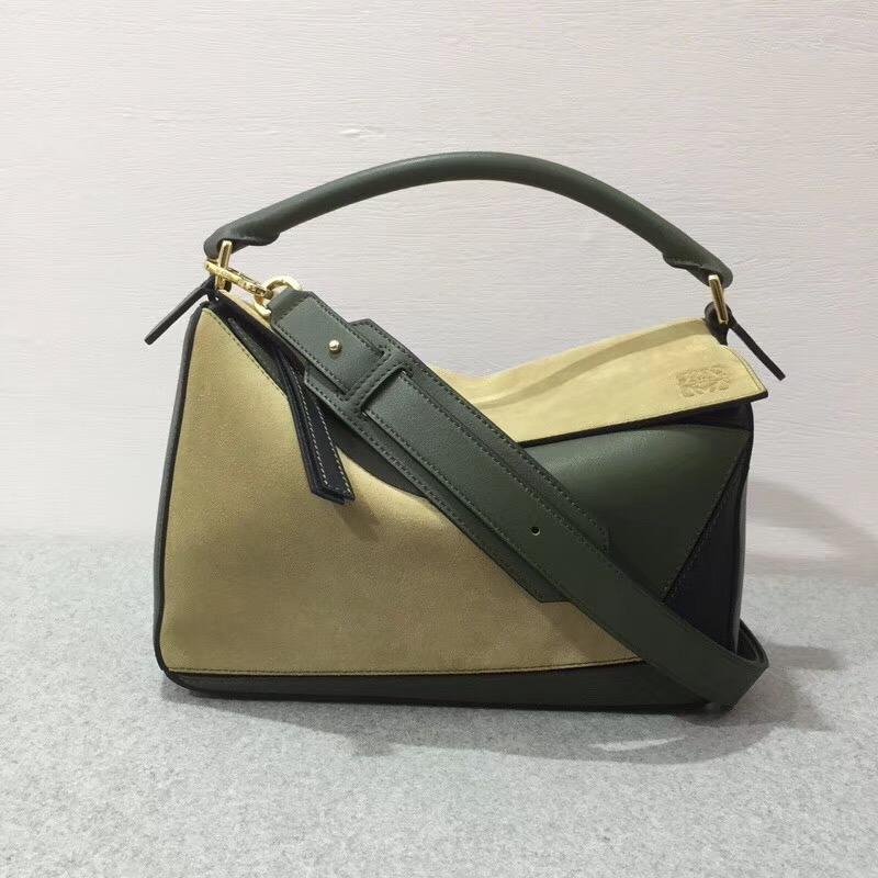 Loewe羅意威 Puzzle Bag Gold/Military Green/Black