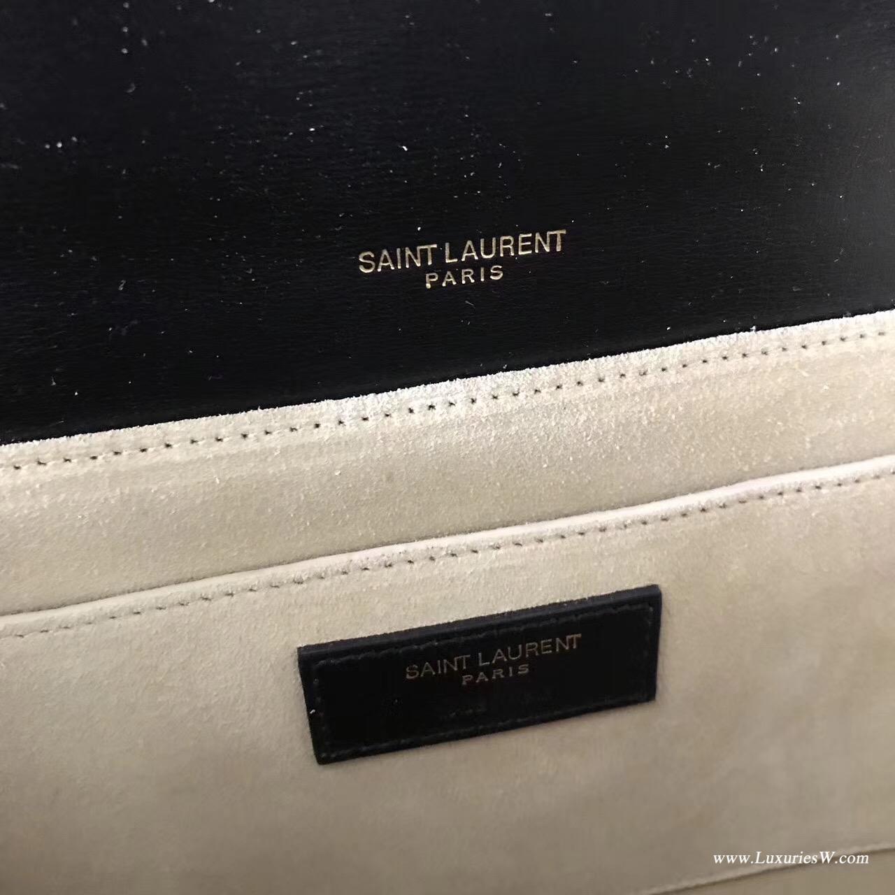 YSL Medium BELLECHASSE SAINT LAURENT bag in black leather and taupe suede