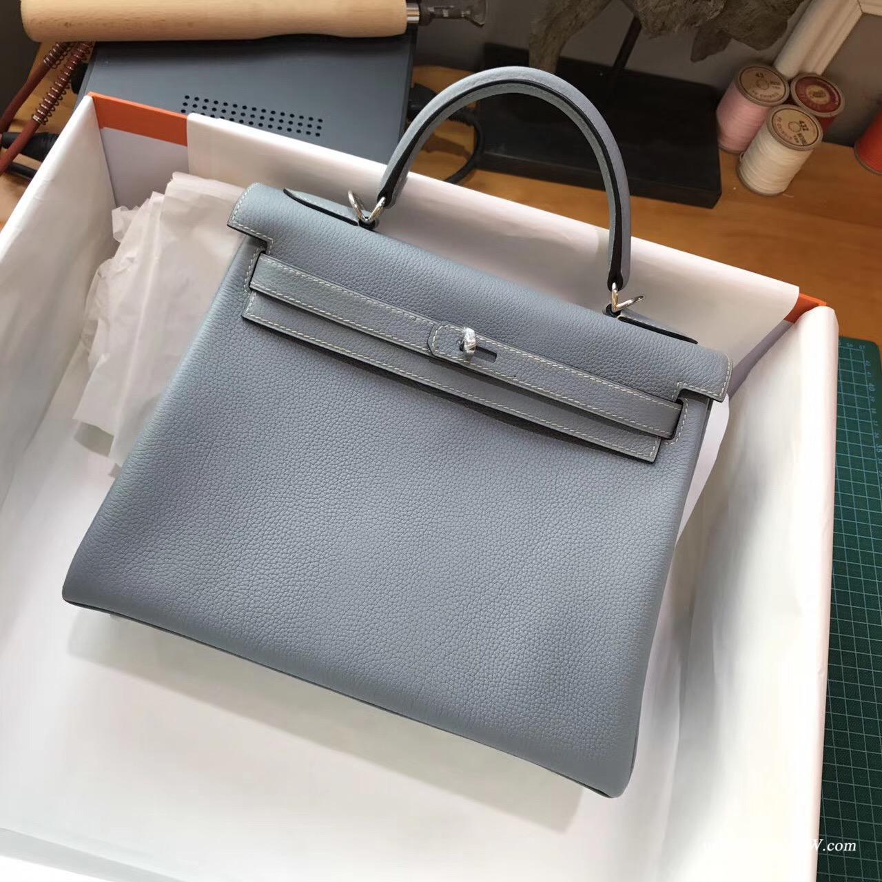 Hermes Kelly 28 Bag v6 Canopee Togo GHW