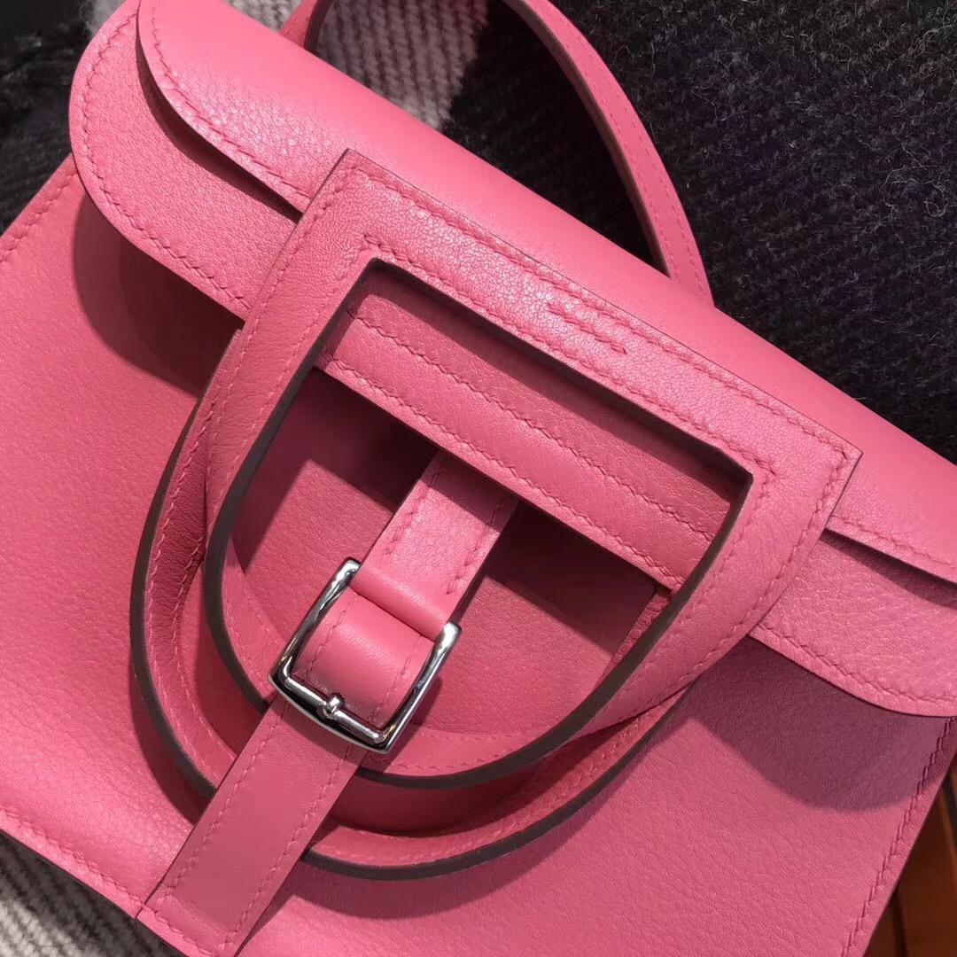 愛馬仕入門款肩背包 Halzan mini bag Swift calfskin 8w rose azalee新唇膏粉