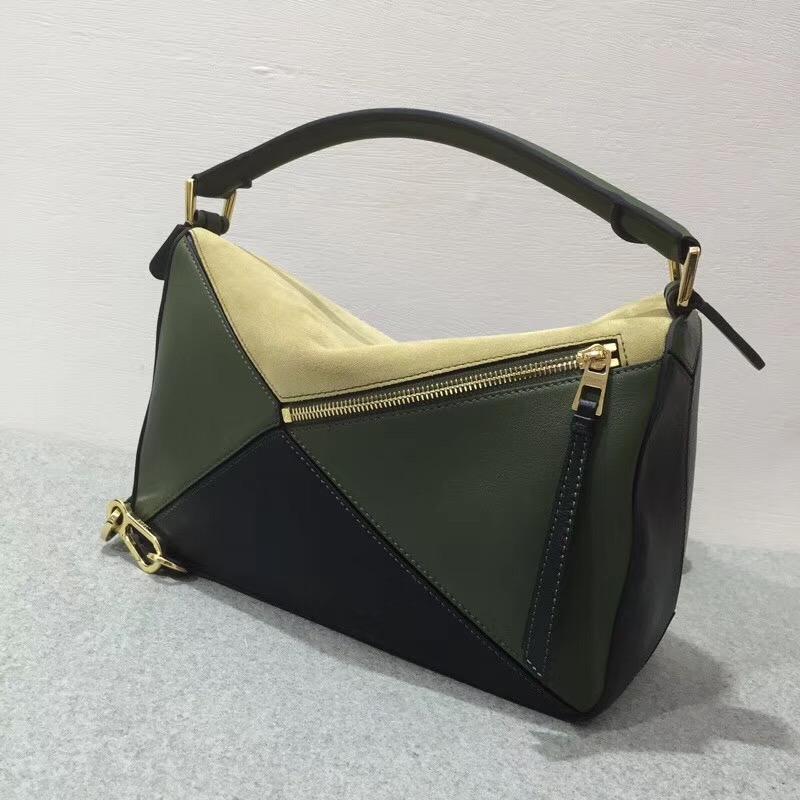 Loewe羅意威 Puzzle Bag Gold/Military Green/Black