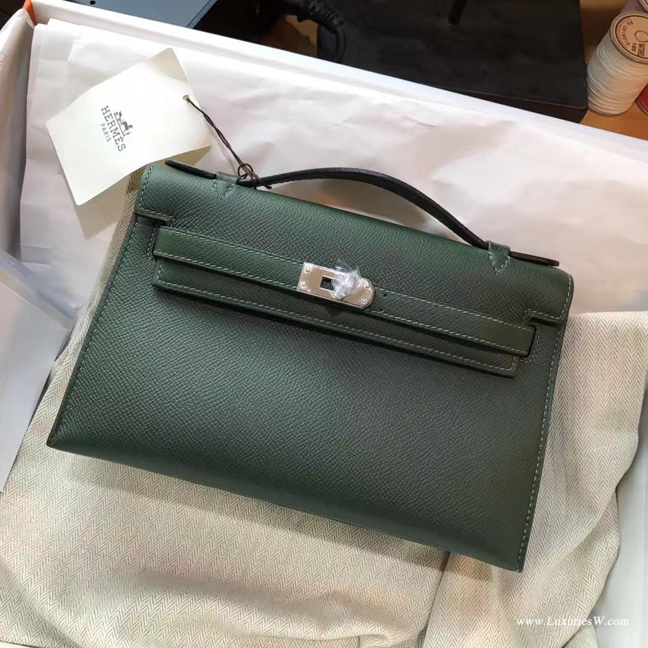 愛馬仕Hermes Mini 凱莉Kelly Epsom 2Q Vert Anglais英國綠 銀扣