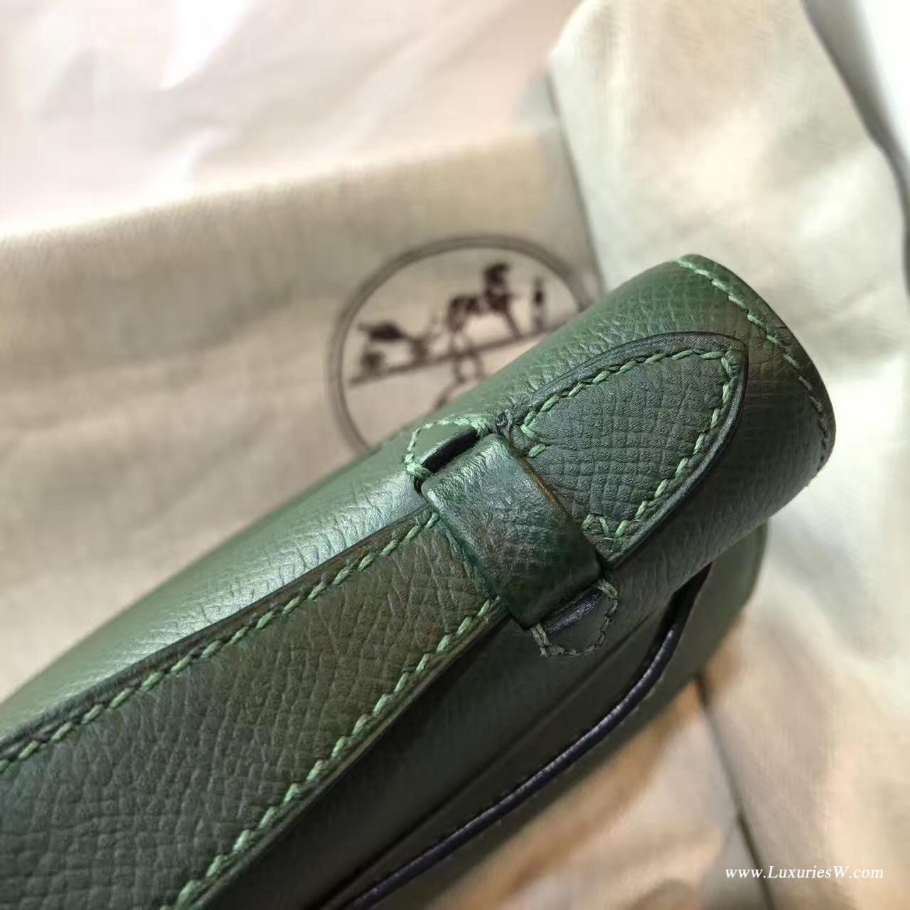 愛馬仕Hermes Mini 凱莉Kelly Epsom 2Q Vert Anglais英國綠 銀扣