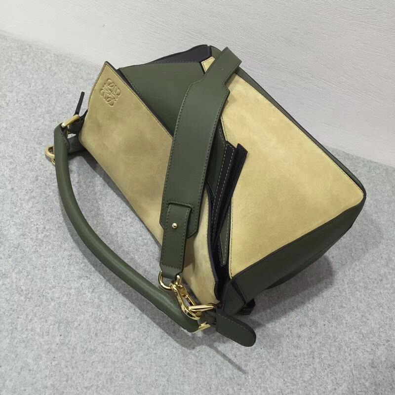 Loewe羅意威 Puzzle Bag Gold/Military Green/Black