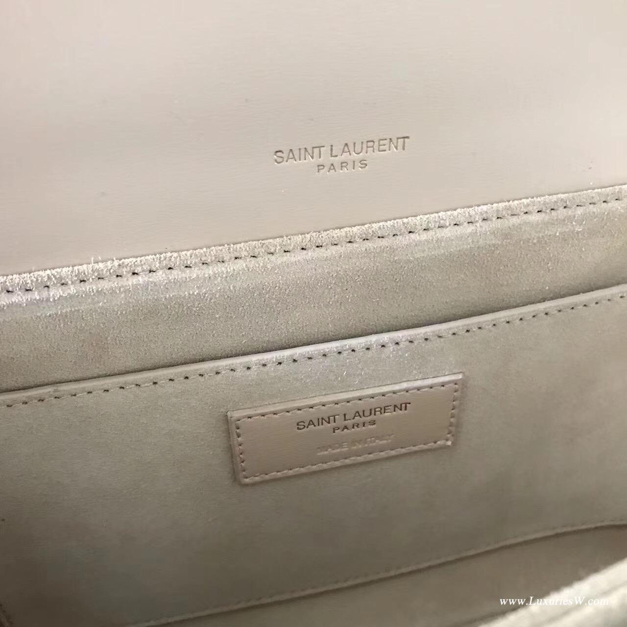 Medium BELLECHASSE SAINT LAURENT bag in black leather and taupe suede