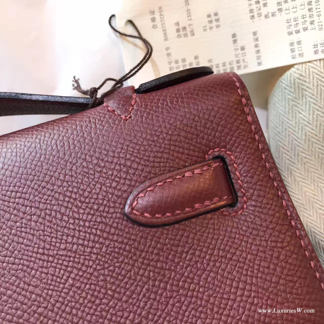 Hermes Mini Kelly Epsom 愛馬仕紅CK55 Rouge H穩重顏色銀扣