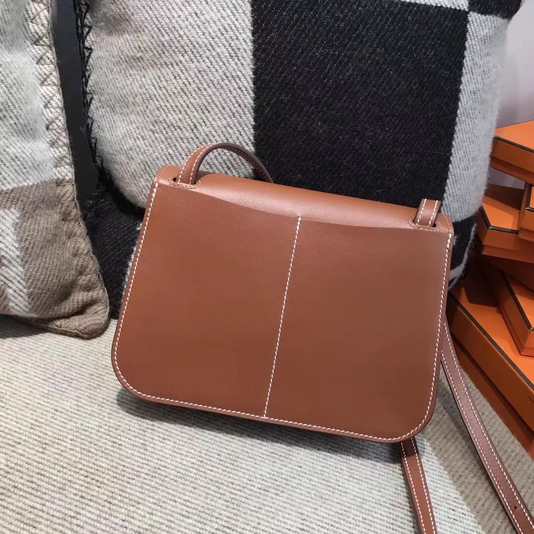 Hermes Halzan mini bag入門款肩背包Swift calfskin 4G grizzly 焦糖色